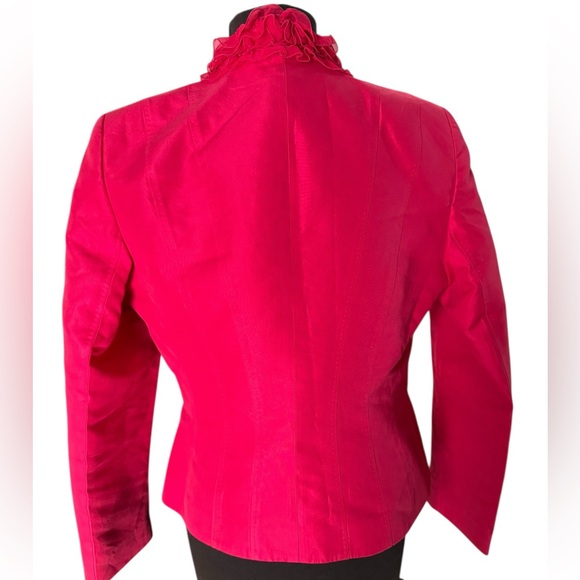 Escada Raspberry Pink Ruffle Front Blazer Silk Lined Jacket 40 US Size 10 - Picture 7 of 9